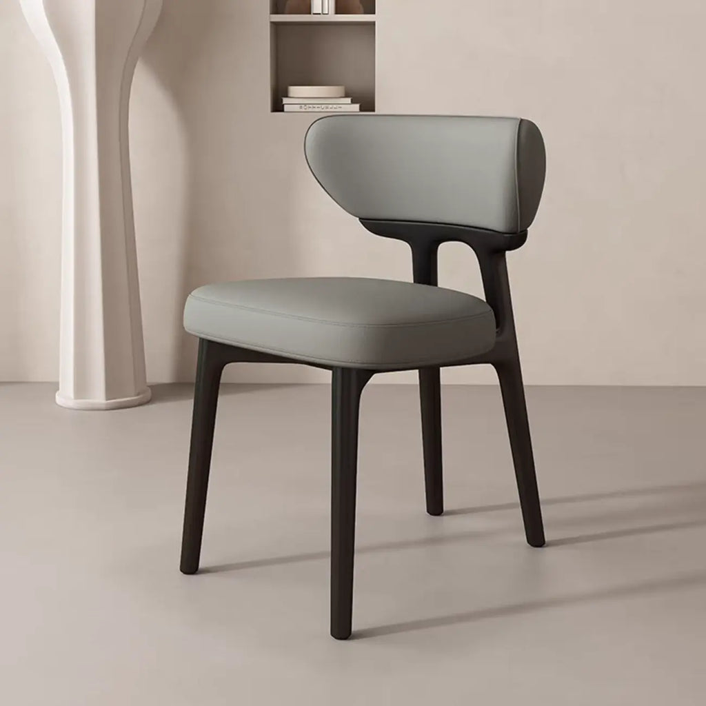 Scandinavian Low Back Upholstered Wood Dining Chair