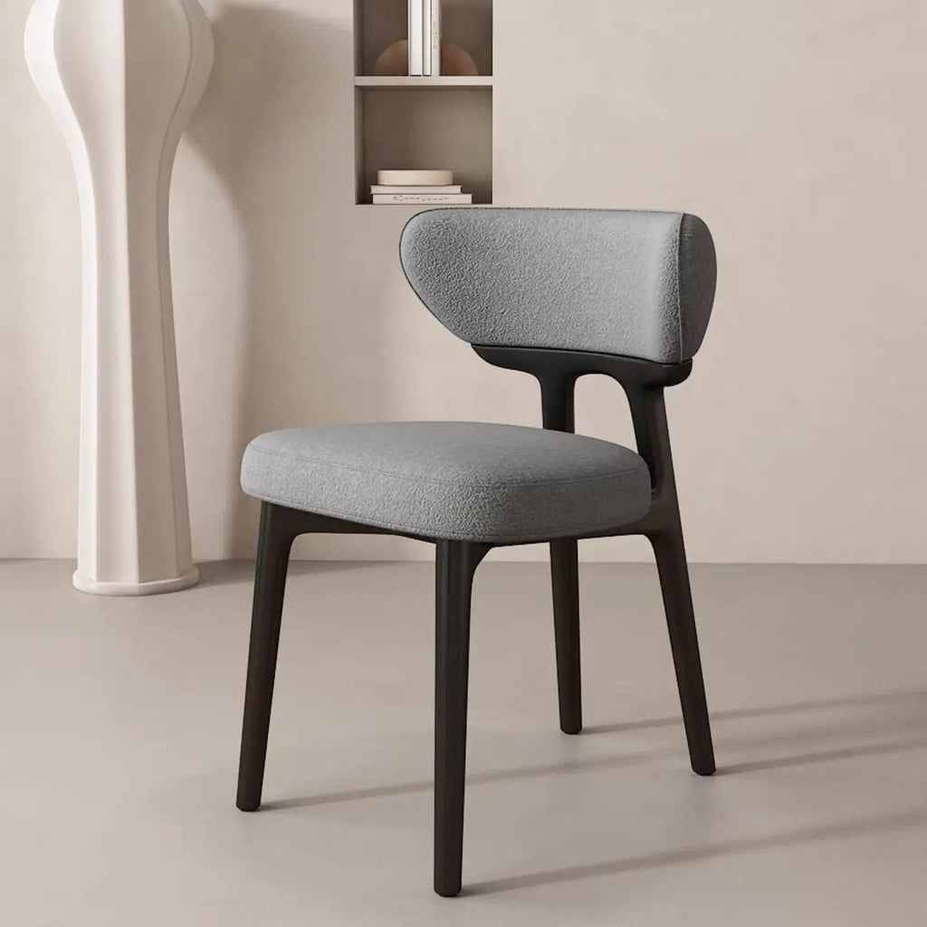 Scandinavian Low Back Upholstered Wood Dining Chair