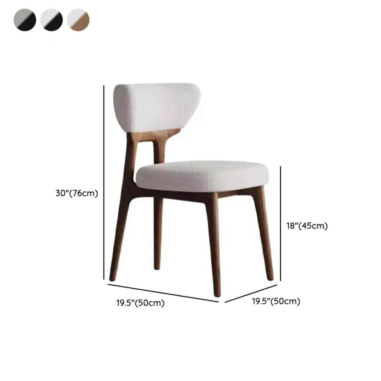 Scandinavian Low Back Upholstered Wood Dining Chair
