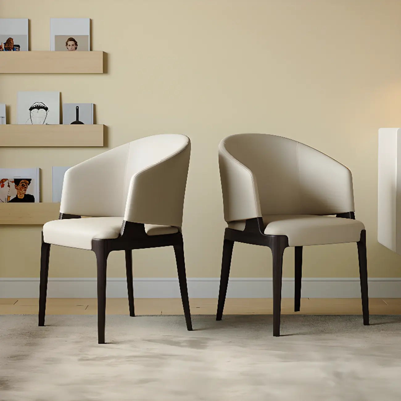 Contemporary Faux Leather Slop Arm Dining Chair