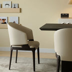Contemporary Faux Leather Slop Arm Dining Chair