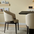Contemporary Faux Leather Slop Arm Dining Chair