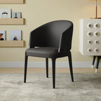 Contemporary Faux Leather Slop Arm Dining Chair