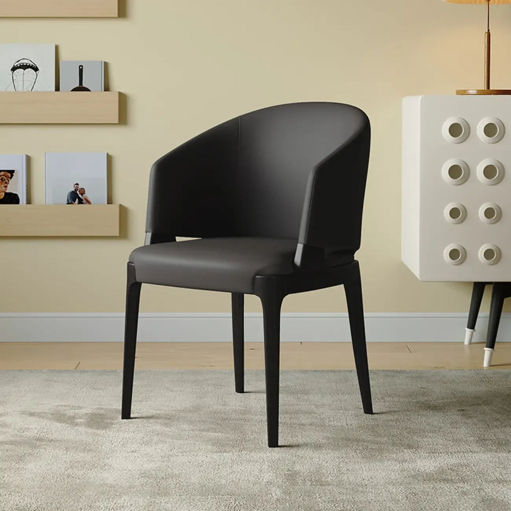 Contemporary Faux Leather Slop Arm Dining Chair
