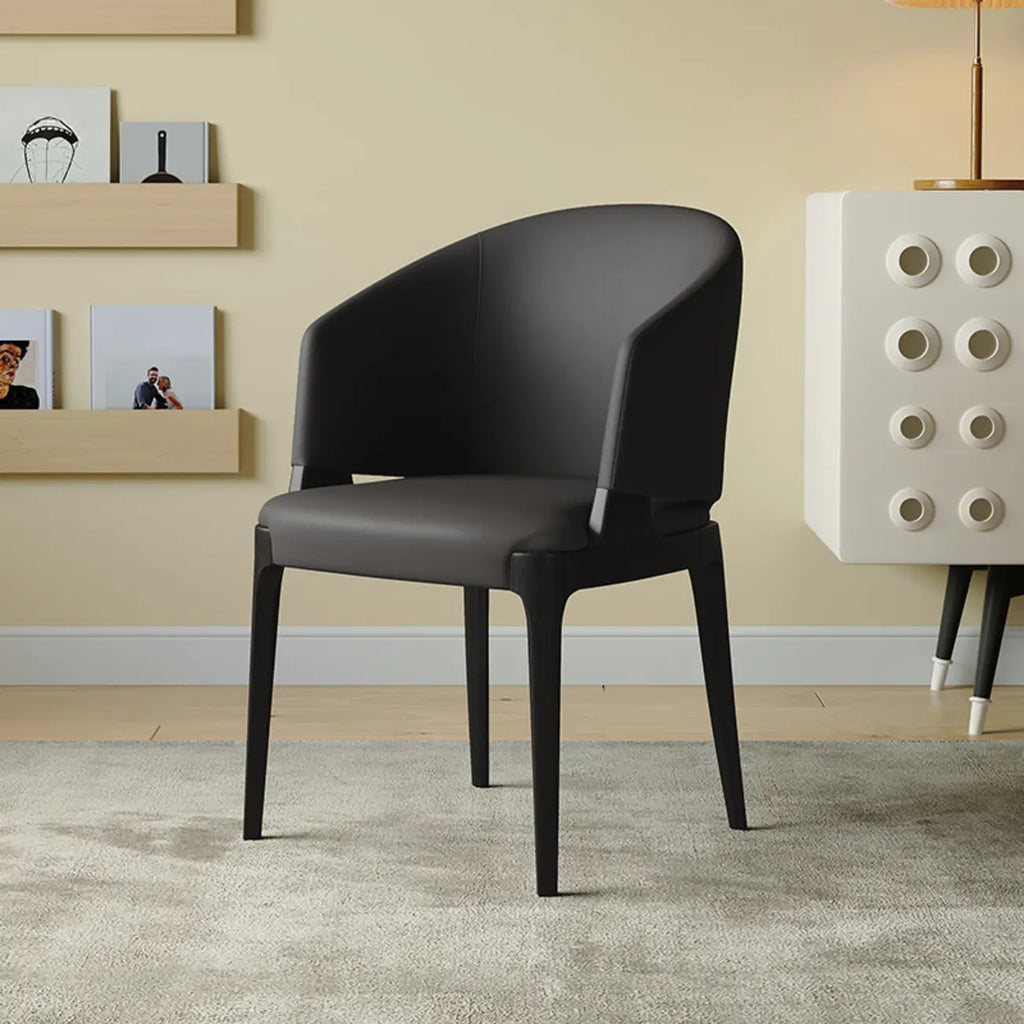 Contemporary Faux Leather Slop Arm Dining Chair