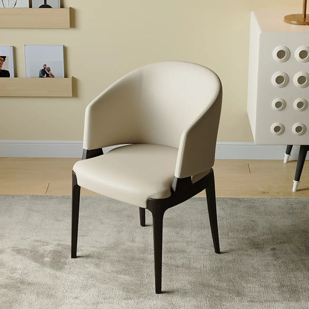 Contemporary Faux Leather Slop Arm Dining Chair