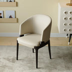 Contemporary Faux Leather Slop Arm Dining Chair