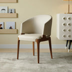 Contemporary Faux Leather Slop Arm Dining Chair