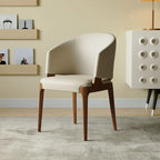 Contemporary Faux Leather Slop Arm Dining Chair