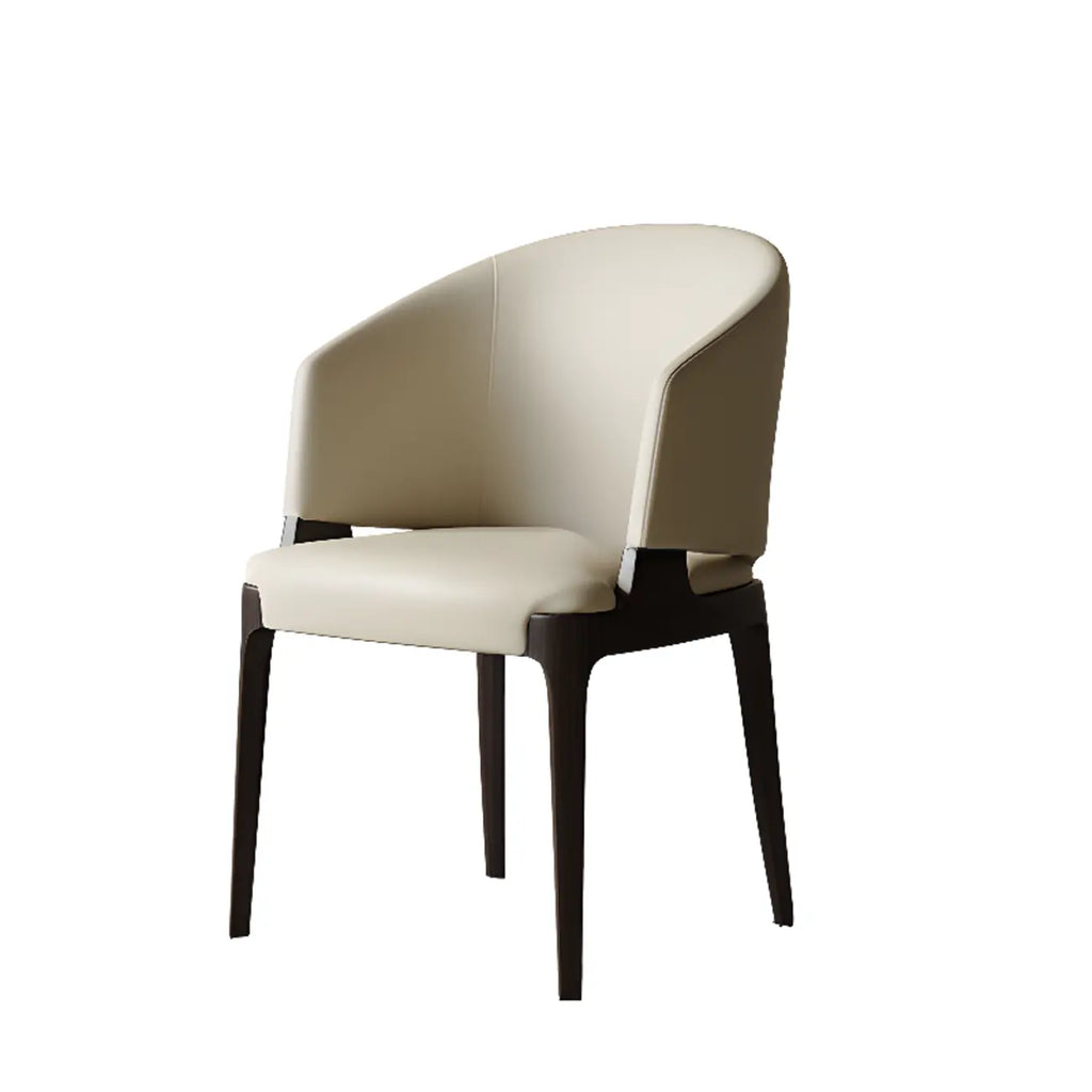 Contemporary Faux Leather Slop Arm Dining Chair