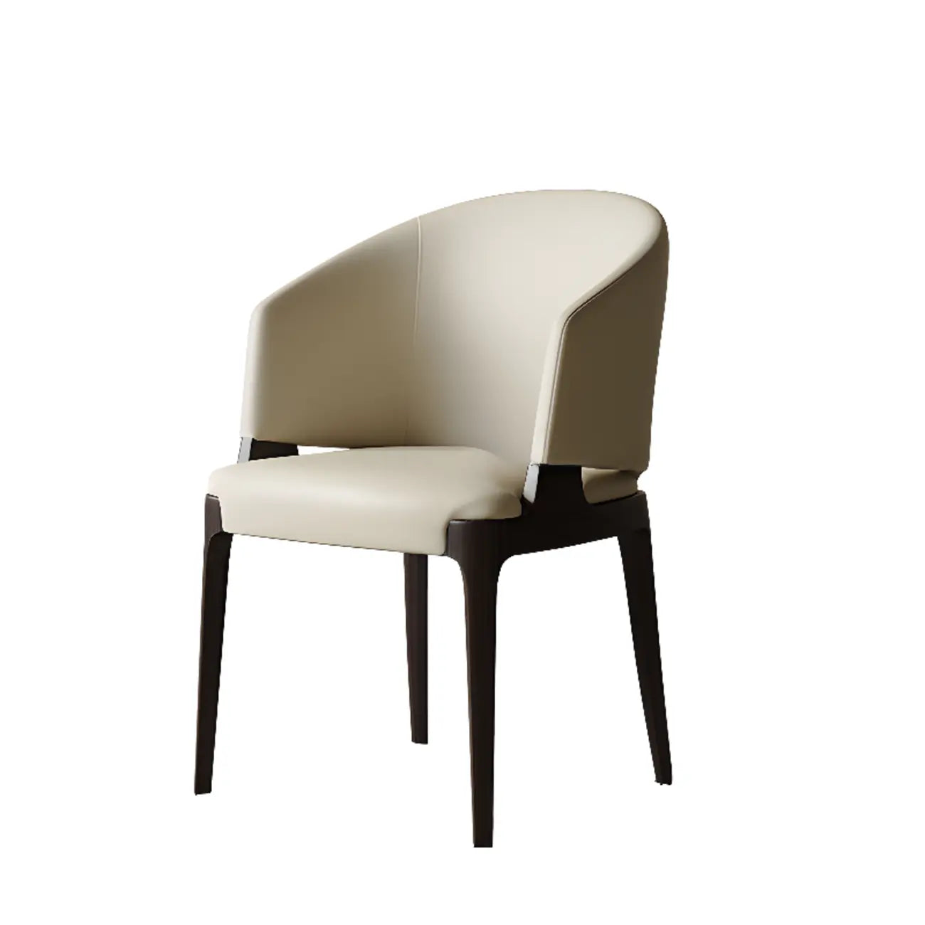 Contemporary Faux Leather Slop Arm Dining Chair