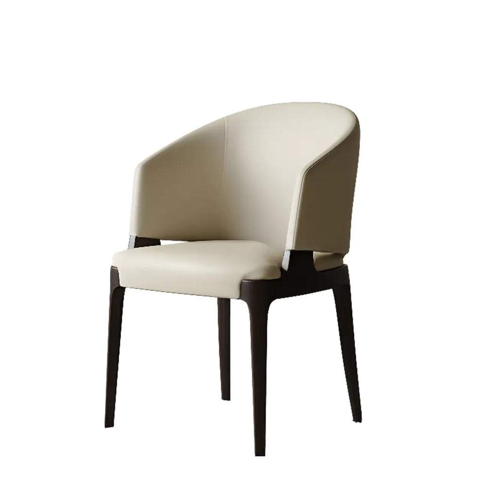 Contemporary Faux Leather Slop Arm Dining Chair