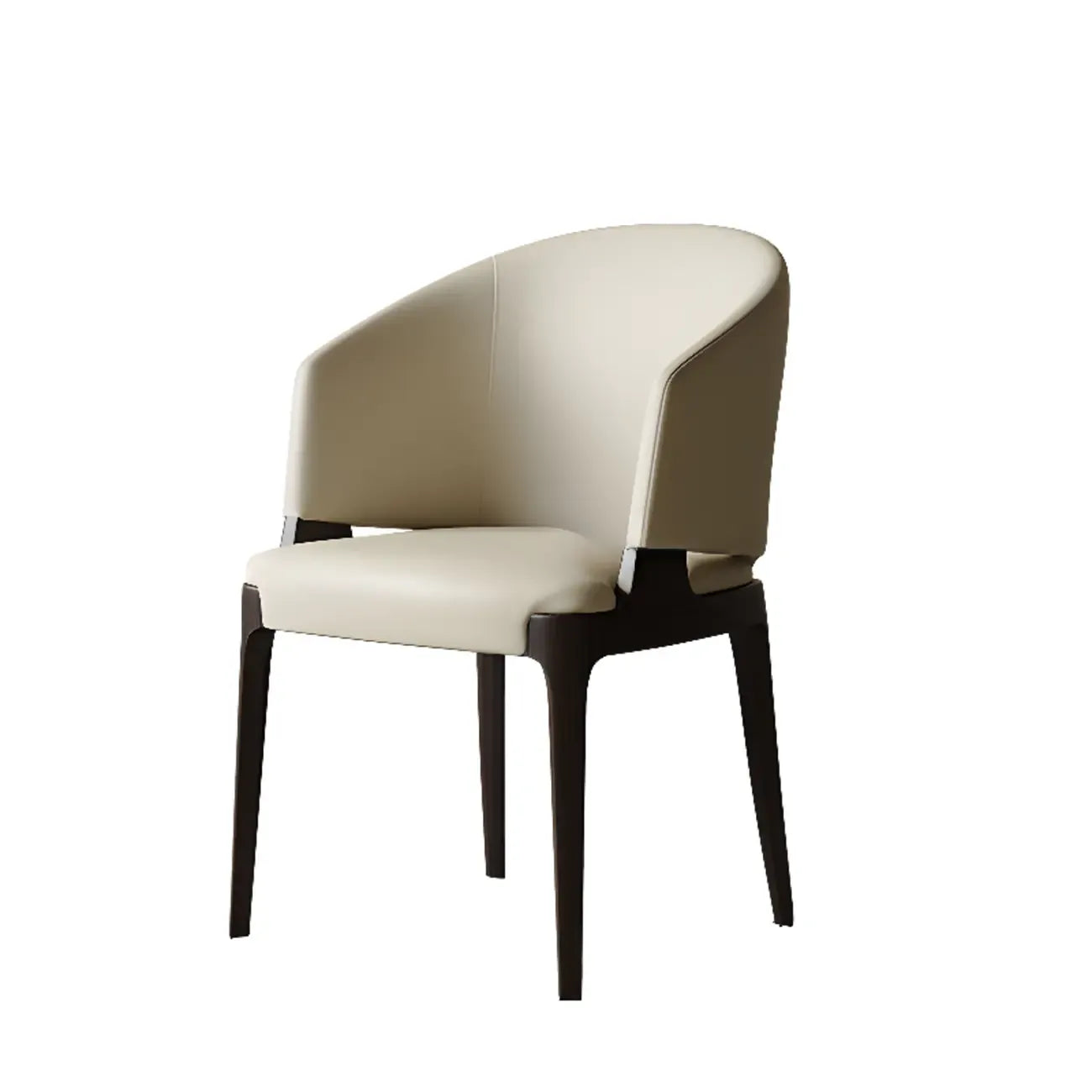 Contemporary Faux Leather Slop Arm Dining Chair