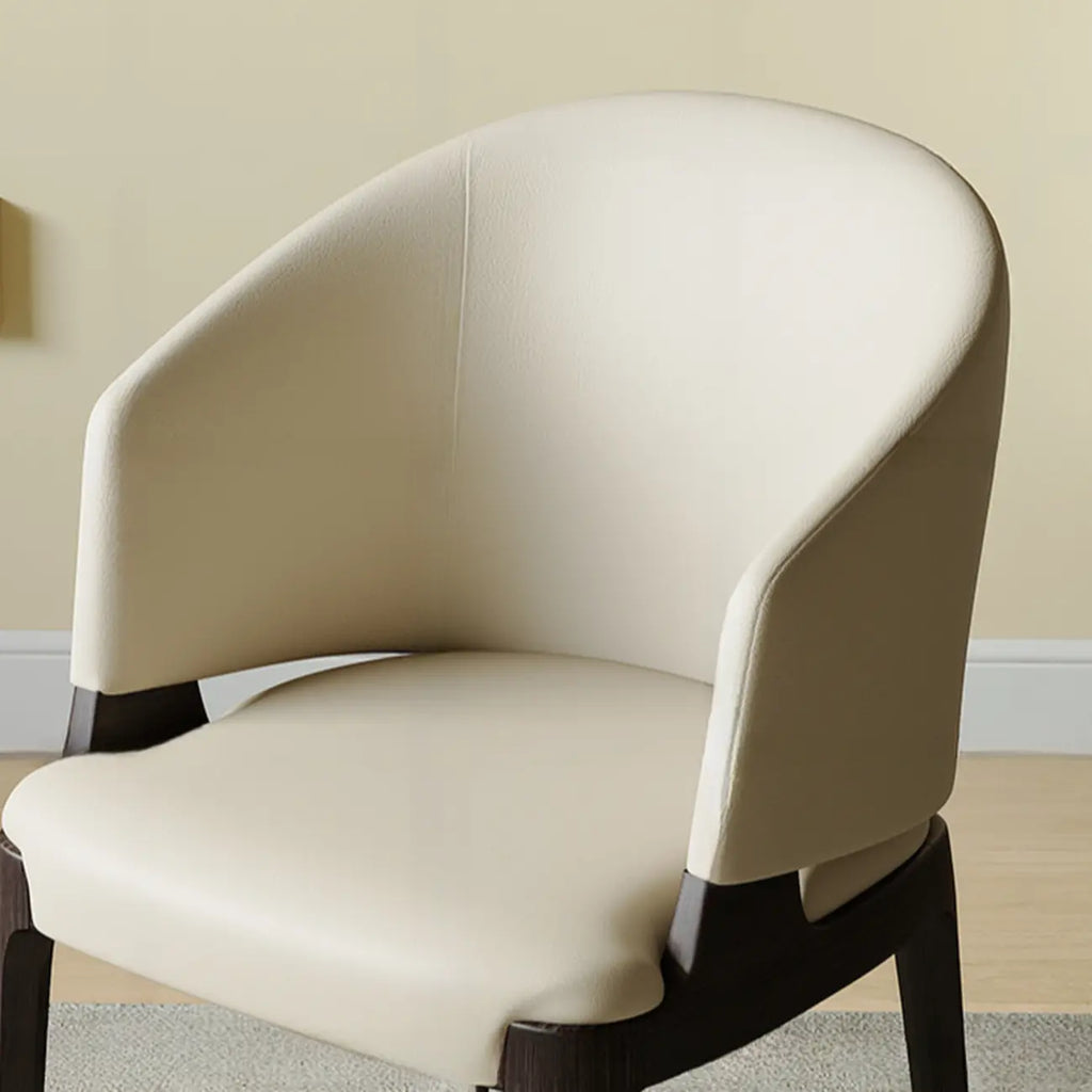 Contemporary Faux Leather Slop Arm Dining Chair