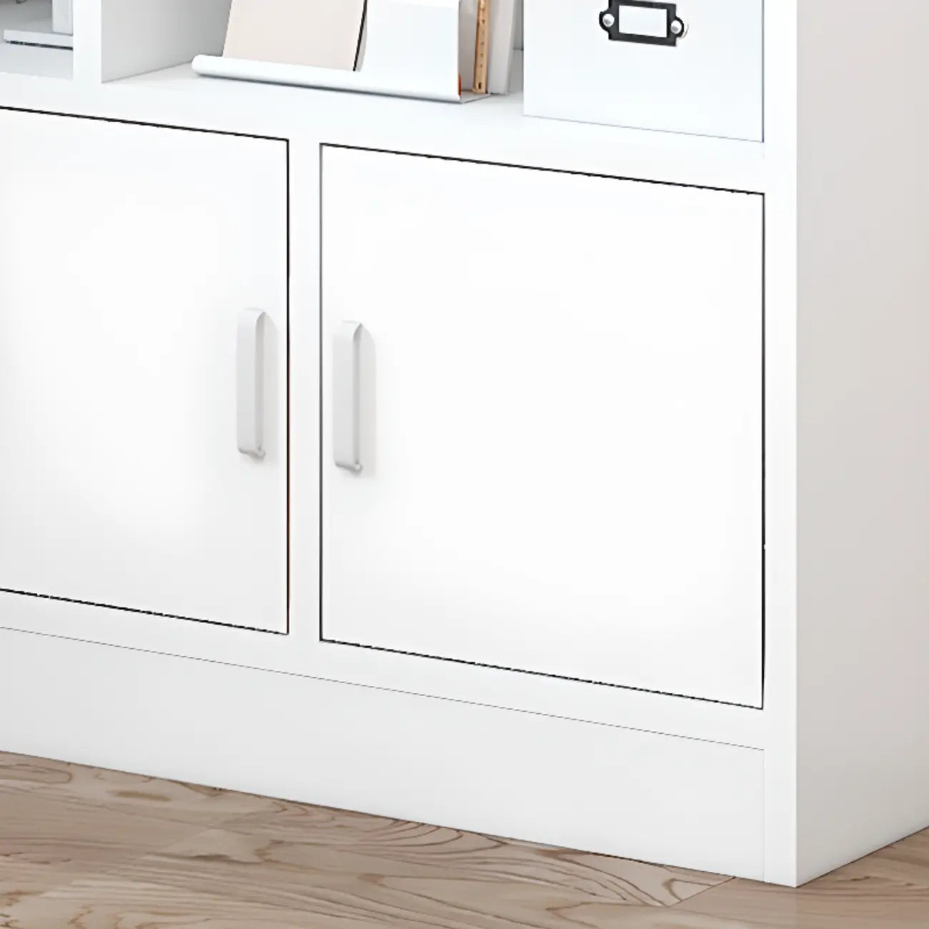 Durable 5-Tier Wooden Bookshelf with Cabinet for Home