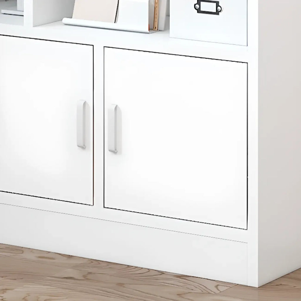 Durable 5-Tier Wooden Bookshelf with Cabinet for Home