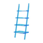 Black Plastic Leaning Ladder Bookcase with 4-Shelves