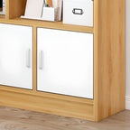 Durable 5-Tier Wooden Bookshelf with Cabinet for Home