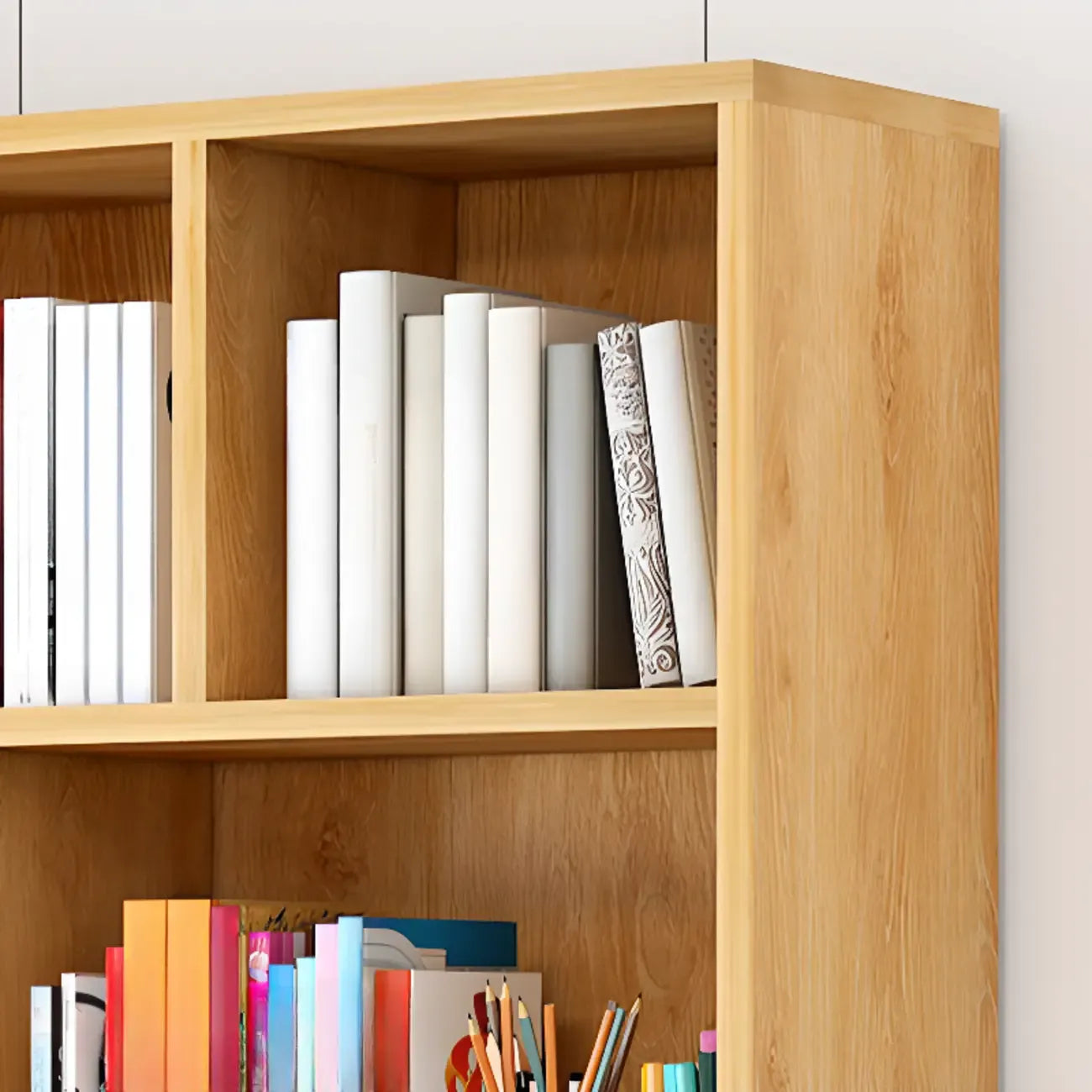 Durable 5-Tier Wooden Bookshelf with Cabinet for Home