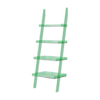 Black Plastic Leaning Ladder Bookcase with 4-Shelves