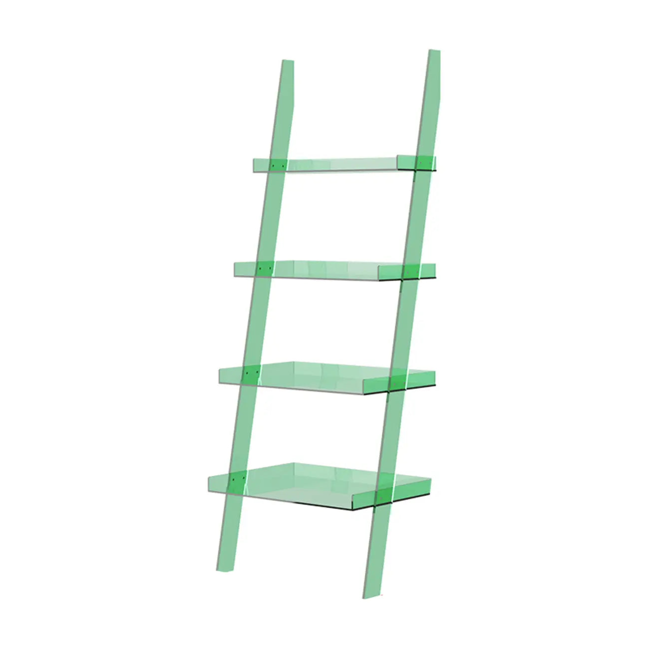 Black Plastic Leaning Ladder Bookcase with 4-Shelves