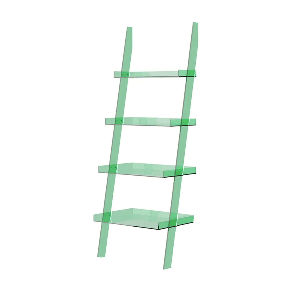 Black Plastic Leaning Ladder Bookcase with 4-Shelves