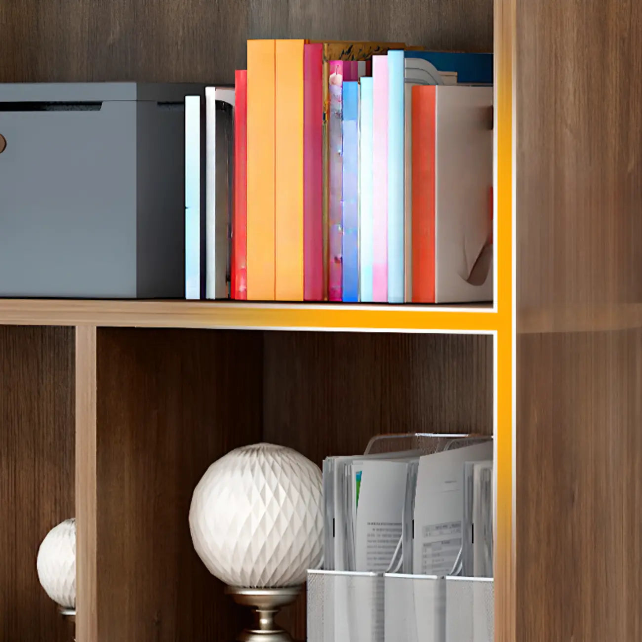 Durable 5-Tier Wooden Bookshelf with Cabinet for Home