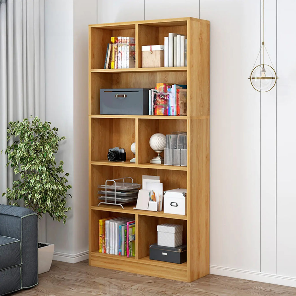 Durable 5-Tier Wooden Bookshelf with Cabinet for Home