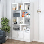 Durable 5-Tier Wooden Bookshelf with Cabinet for Home