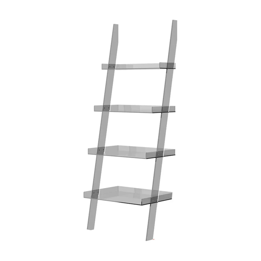 Black Plastic Leaning Ladder Bookcase with 4-Shelves