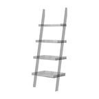 Black Plastic Leaning Ladder Bookcase with 4-Shelves