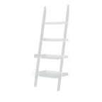 Black Plastic Leaning Ladder Bookcase with 4-Shelves