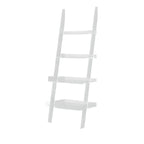Black Plastic Leaning Ladder Bookcase with 4-Shelves
