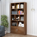 Durable 5-Tier Wooden Bookshelf with Cabinet for Home