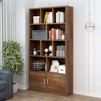 Durable 5-Tier Wooden Bookshelf with Cabinet for Home