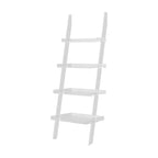 Black Plastic Leaning Ladder Bookcase with 4-Shelves