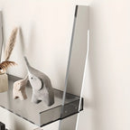 Black Plastic Leaning Ladder Bookcase with 4-Shelves