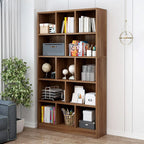 Durable 5-Tier Wooden Bookshelf with Cabinet for Home
