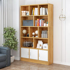 Durable 5-Tier Wooden Bookshelf with Cabinet for Home