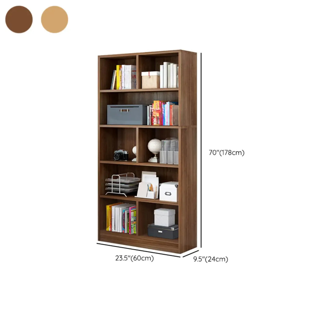 Durable 5-Tier Wooden Bookshelf with Cabinet for Home