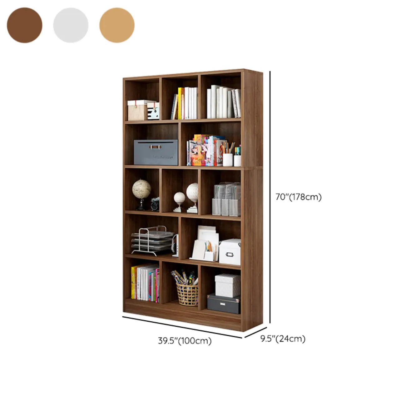 Durable 5-Tier Wooden Bookshelf with Cabinet for Home
