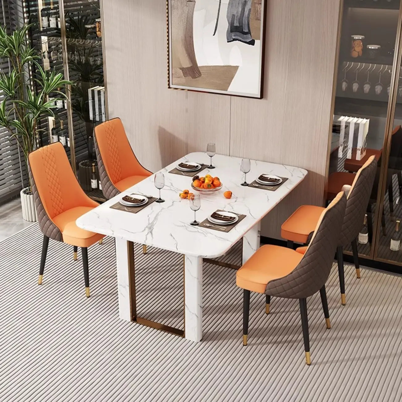 Faux Leather Dining Chair with High Back Sloped Arm