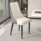 Faux Leather Dining Chair with High Back Sloped Arm