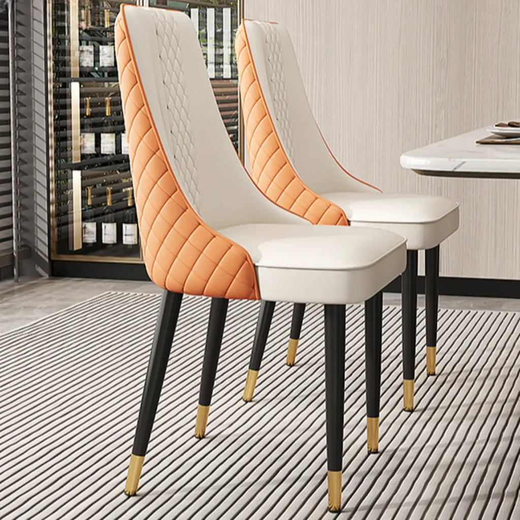 Faux Leather Dining Chair with High Back Sloped Arm