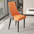 Faux Leather Dining Chair with High Back Sloped Arm