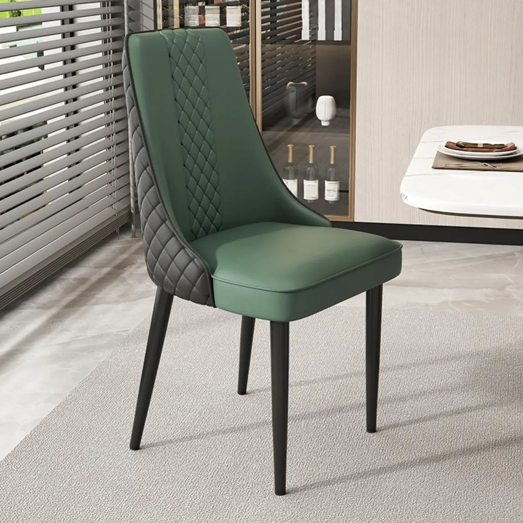 Faux Leather Dining Chair with High Back Sloped Arm