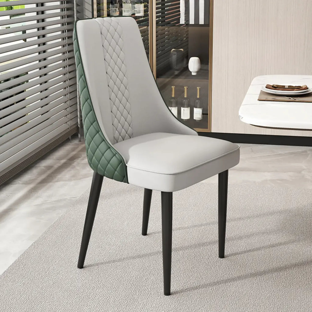 Faux Leather Dining Chair with High Back Sloped Arm