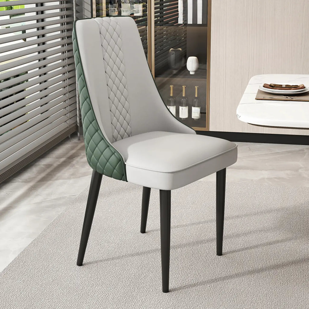 Faux Leather Dining Chair with High Back Sloped Arm
