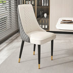 Faux Leather Dining Chair with High Back Sloped Arm