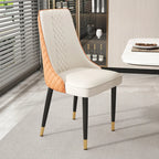 Faux Leather Dining Chair with High Back Sloped Arm